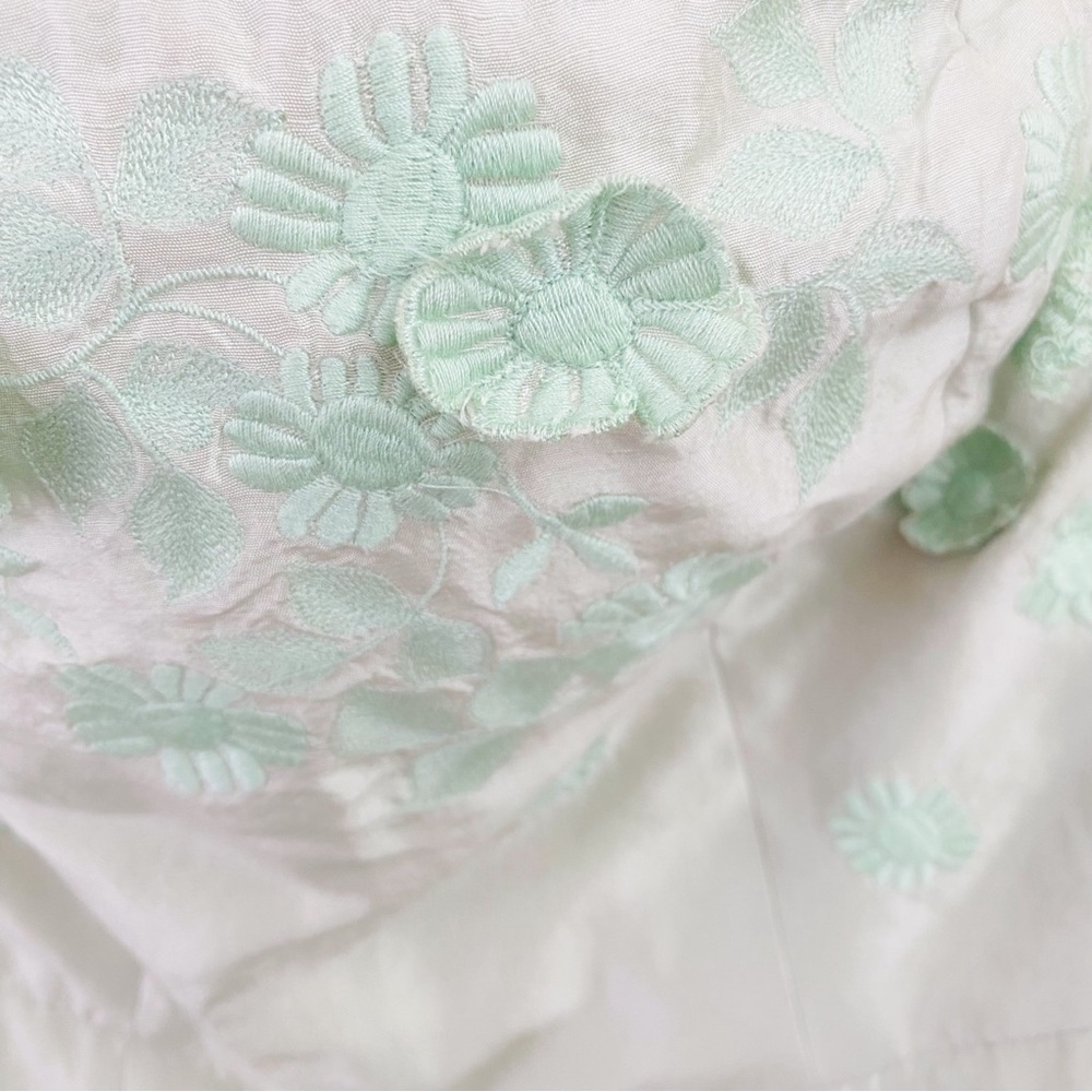 Luca Luca 100% Silk Seafoam Green 3D Floral Strapless Stunning Dress Size Medium - Picture 7 of 10